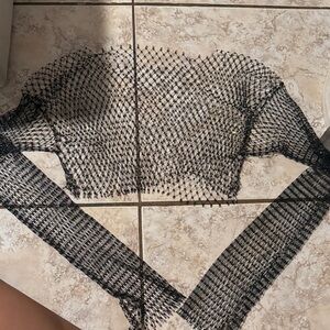 Black Fishnet Long Sleeve Top